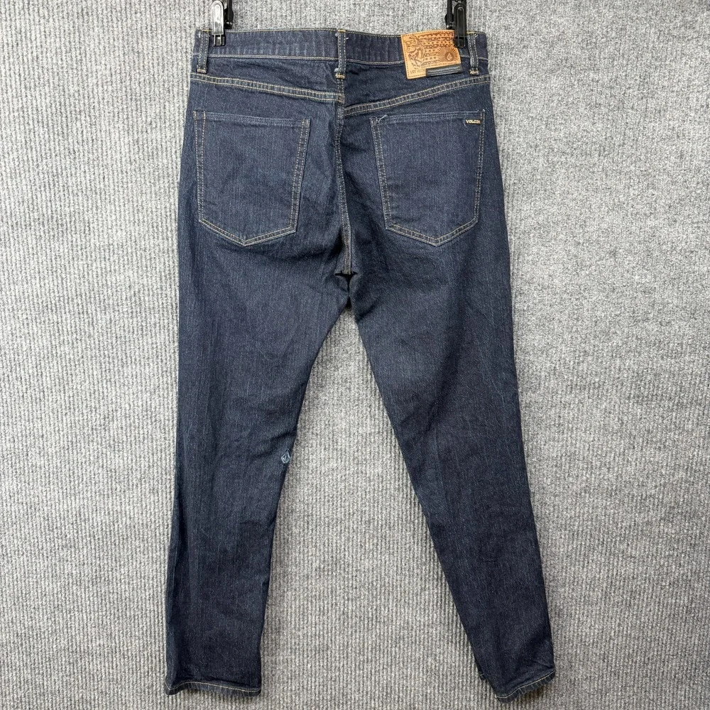 Volcom Vorta Jeans Mens 34 (35x30 ACTUAL) Slim Straight Blue Denim Dark Wash